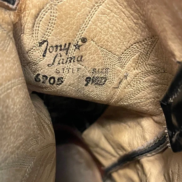 Tony Lama Black Cowboy Boots - Picture 4 of 7